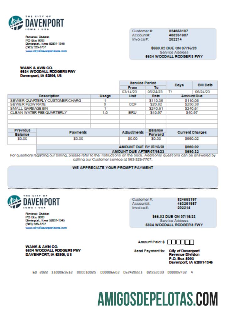 para download Projeto de lei de negócios de serviços públicos da cidade de Iowa de Davenport, modelo Word e PDF Scr